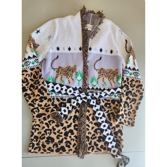 Hayley Menzies Leopard Print Women's Cardigan Sweater size small excellent cond. - Picture 3 of 13
